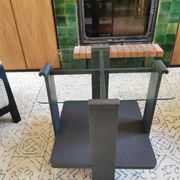 Table basse art déco en bois et verre