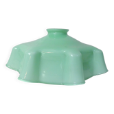 Ancienne lampe suspension verre opaline lustre abat jour vintage vert mint