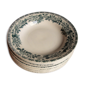 Lot de 12 Assiettes creuses - Saint Amand Collection Guadeloupe | Fleurs Bleu Vert Art deco