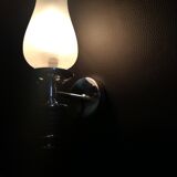 Metal and frosted glass wall lamp 1970