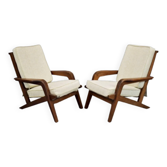 Pair of oak armchairs, circa 1950