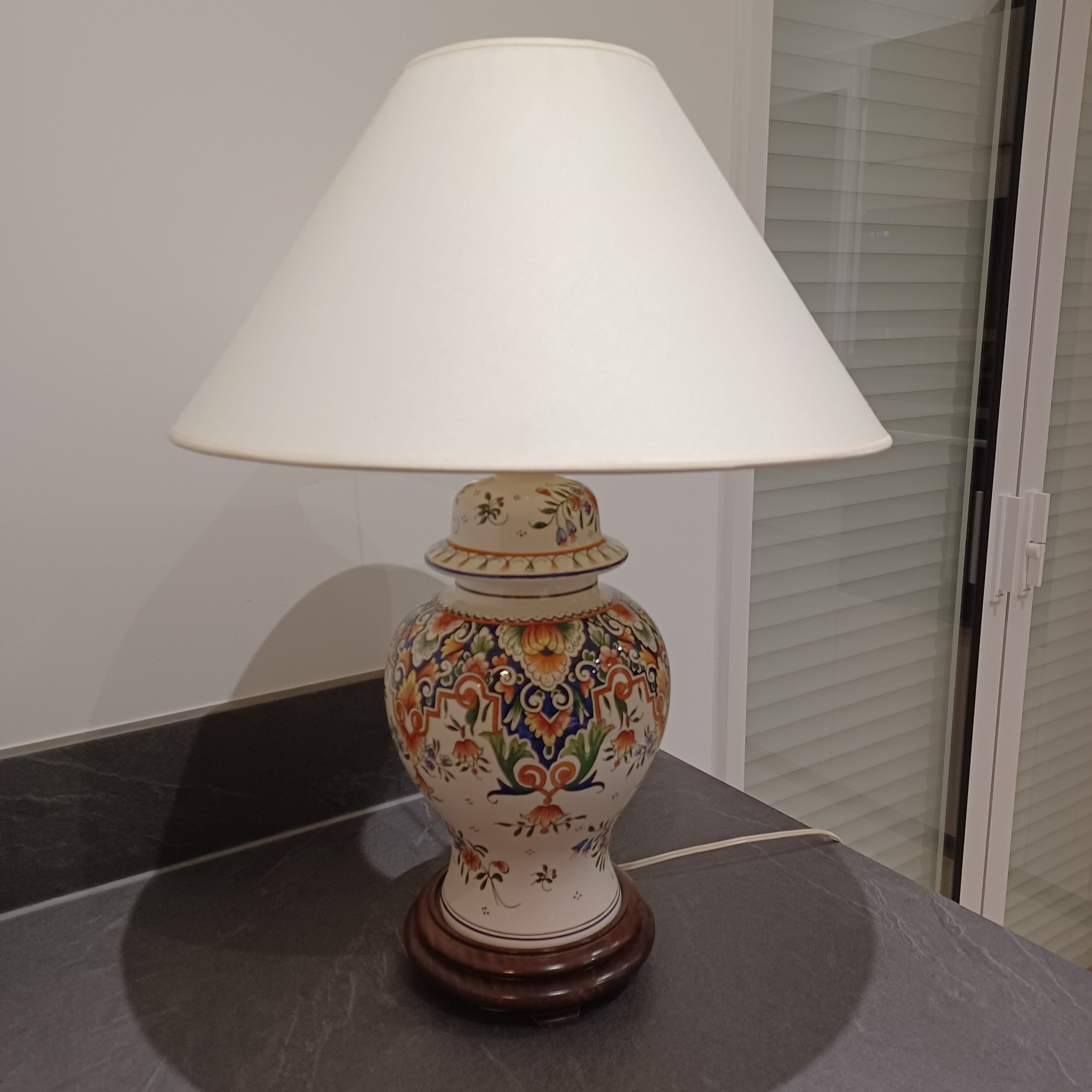 Table lamp foot earthenware decoration old Rouen