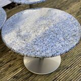 Trio de tables basses en granit et acier inoxydable