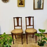 Pair of Louis XVI style caned chairs
