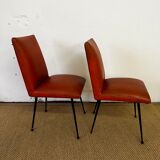 Paire de chaises en skaï orange