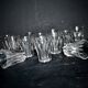 Baccarat set of 12 Art Deco cut crystal liqueur glasses star cave cabaret