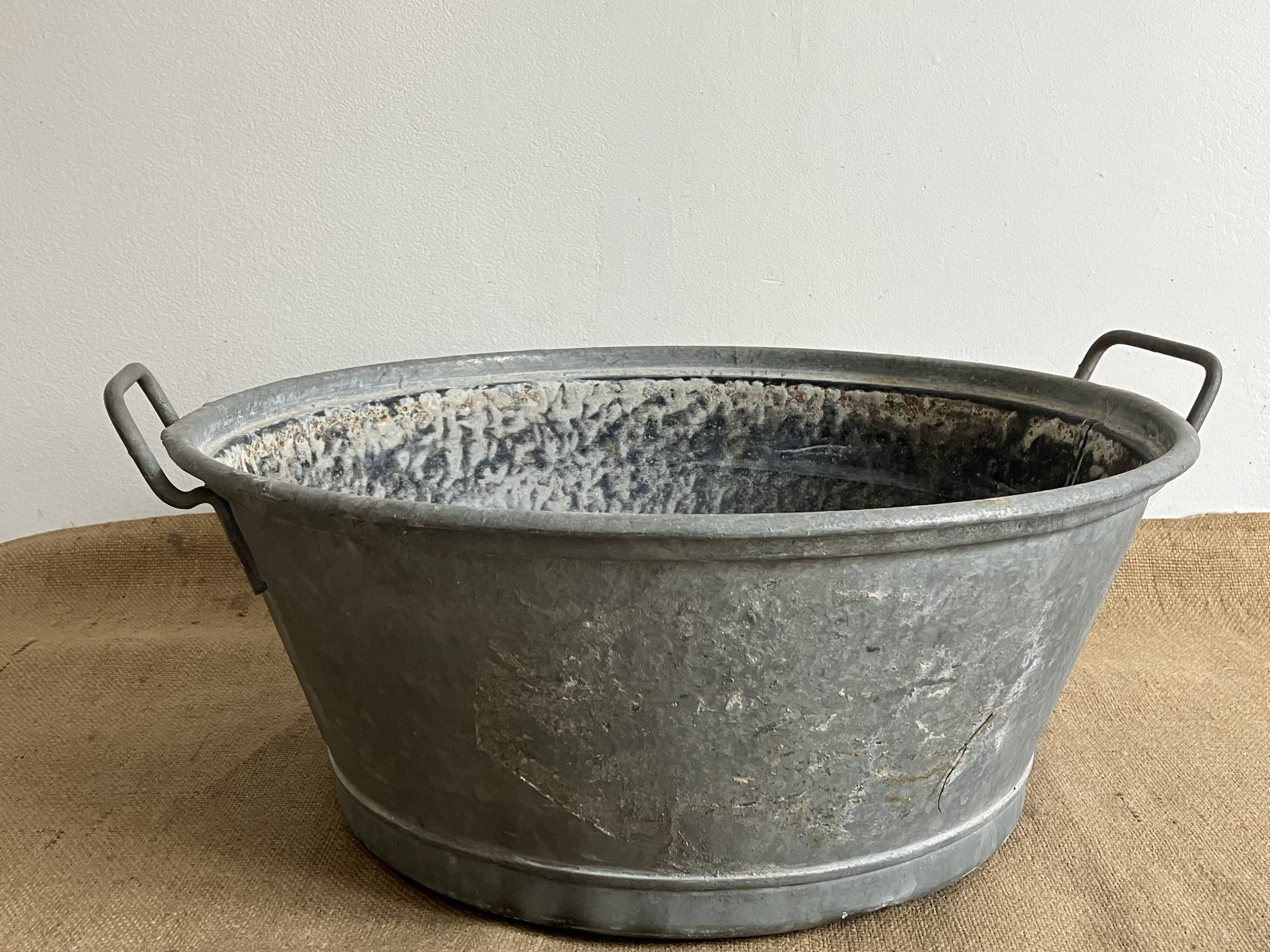 Zinc basin - Rectangular handles