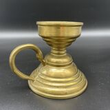 Hand candle holder, cellar rat, brass, gilded, gold, handle, 1950s, decoration, chic, decor, room