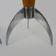 Paire d'anciens bougeoirs fusée design post moderniste en bois et inox. année 70 80