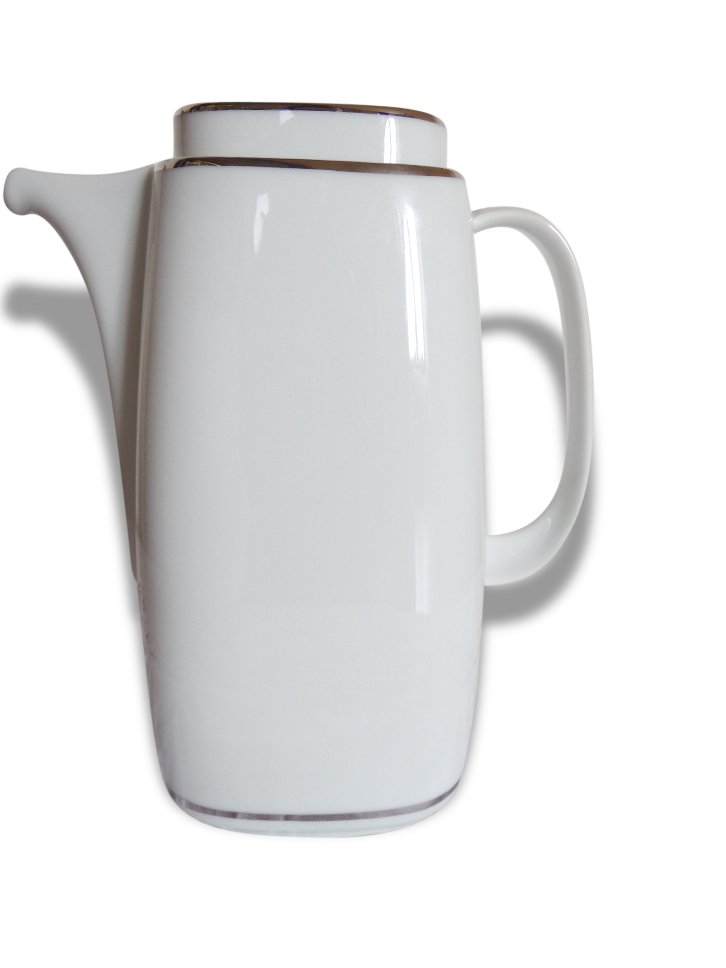 Cafetière design original, Schirnding Bavaria, blanche liseré argent