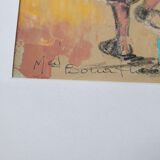 Gouache sur papier, personnage au Maroc, Mohamed Bouafia