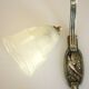 Art Deco wall light, silver-plated bronze, frosted glass, stylized bird decor