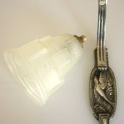 Art Deco wall light, silver-plated bronze, frosted glass, stylized bird decor
