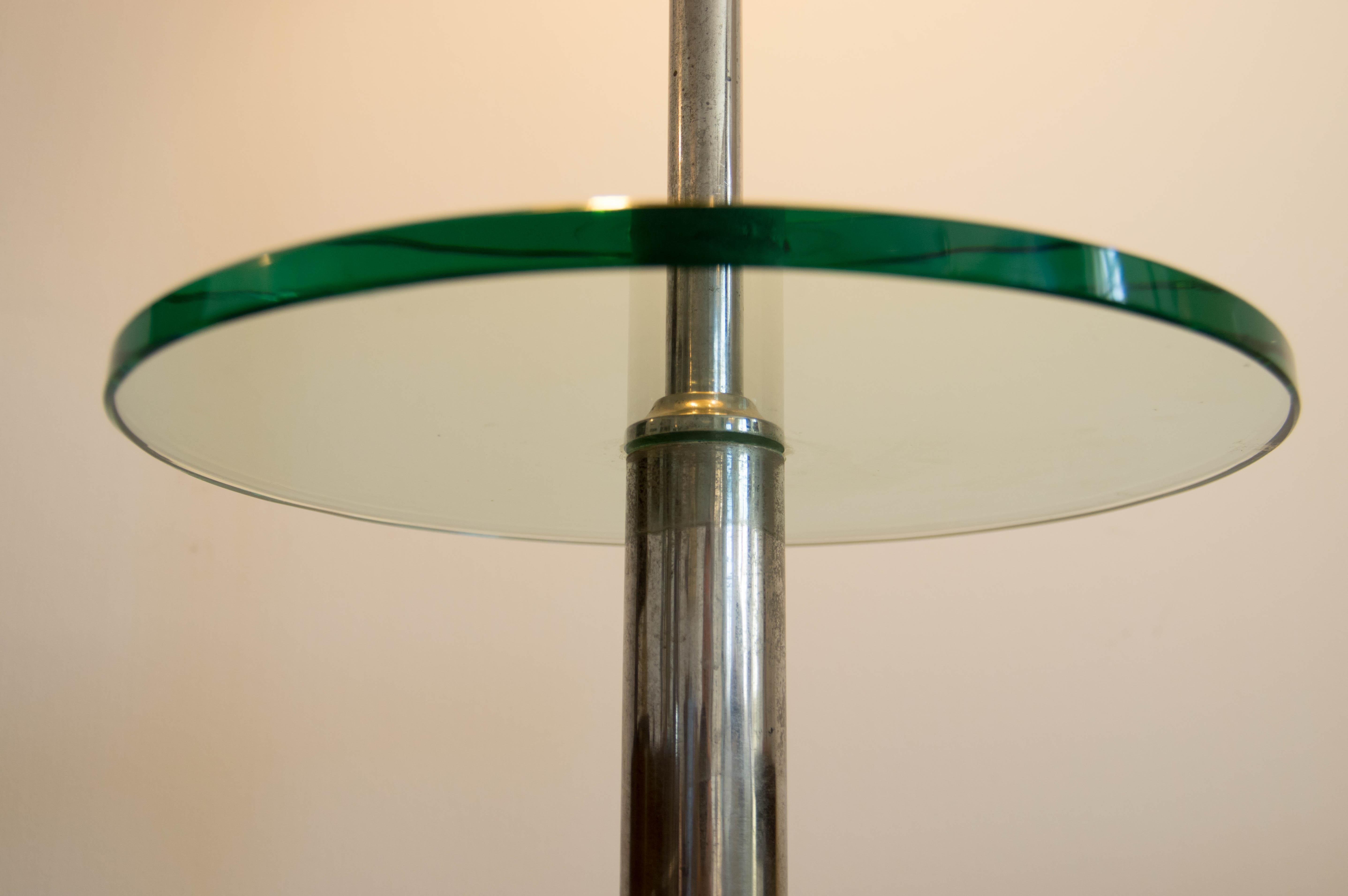 1930s Floor Nickel Lamp with Side Table – Functionalism, Bauhaus