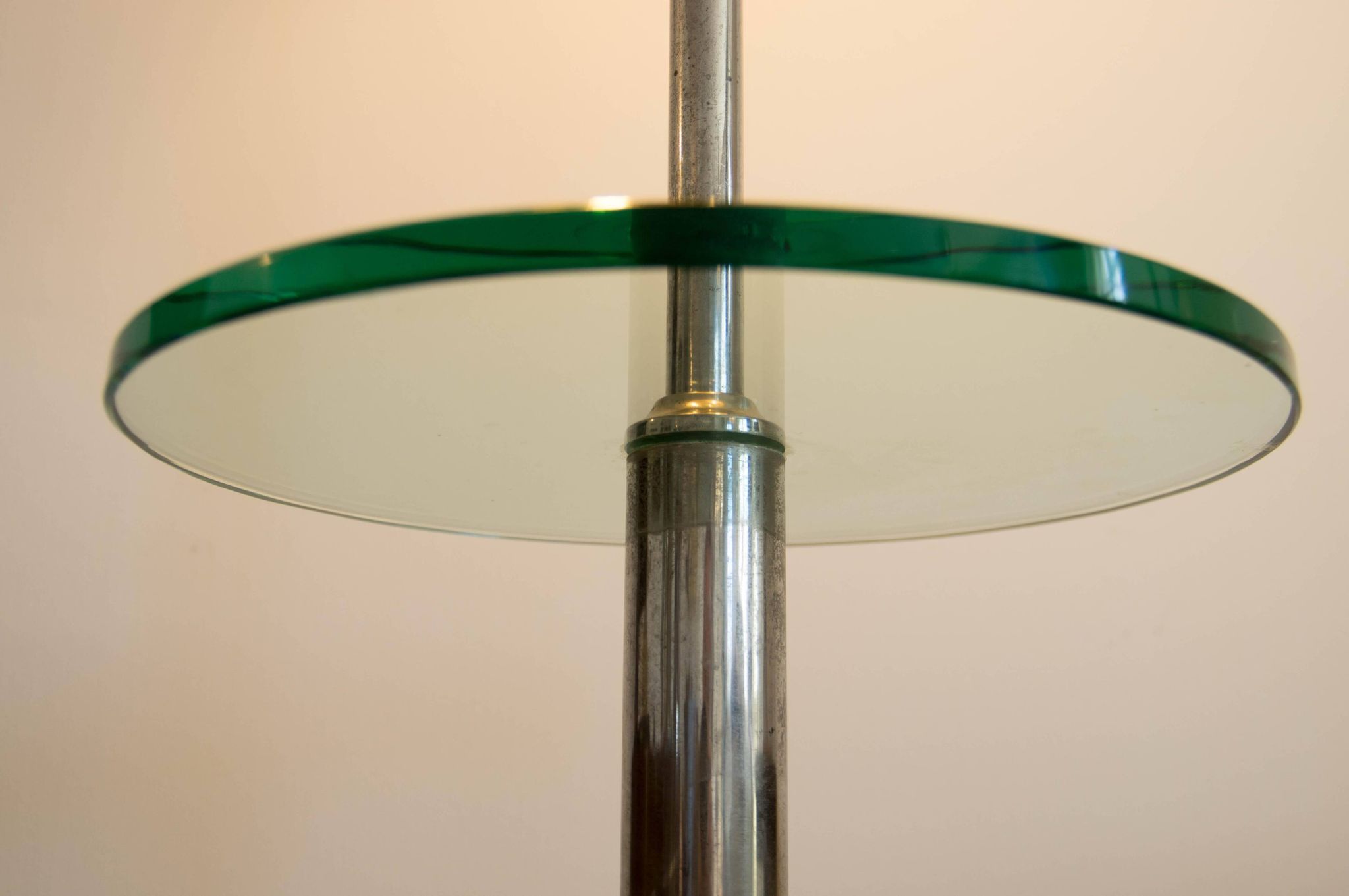 1930s Floor Nickel Lamp with Side Table – Functionalism, Bauhaus
