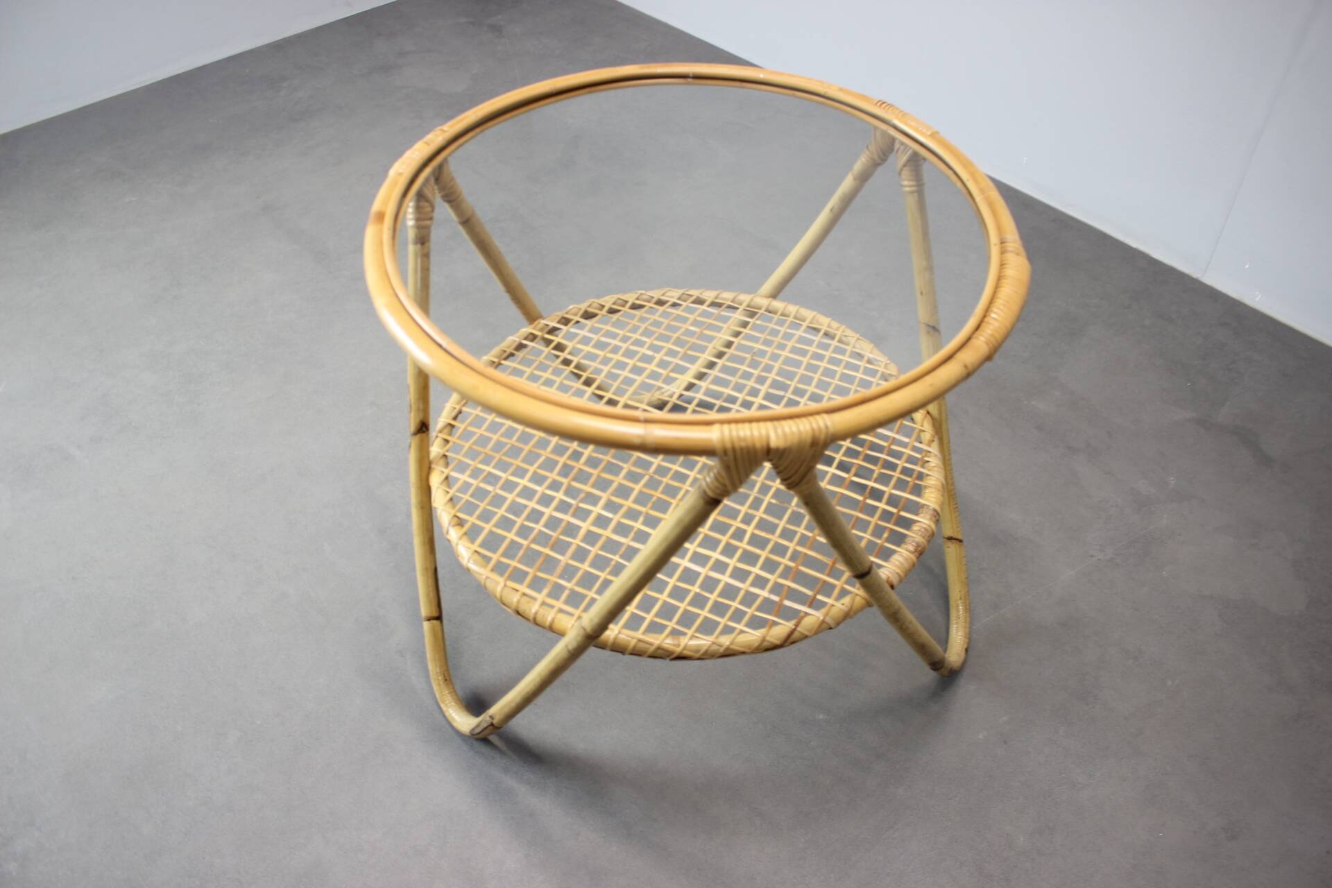 Mid-Century Bamboo and Glass Coffee Table by Alan Fuchs, Czechoslovakia, 1960s
