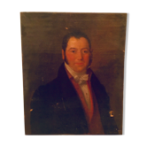 Portrait à l'huile 19eme siècle sur toile représentant un bourgeois