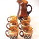 Amber glass and rattan service