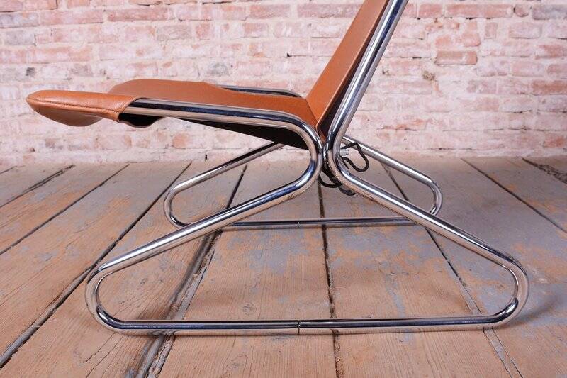 German Bauhaus Armchair in Leather by Lusch and Co West, 1970s