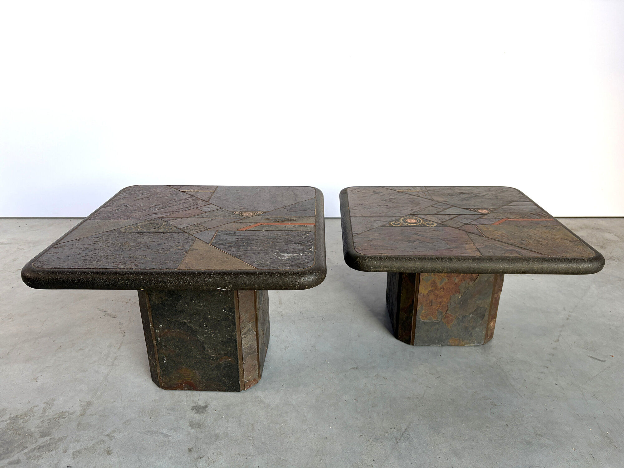 Vintage brutalist slate stone nesting by Laub, 1980s