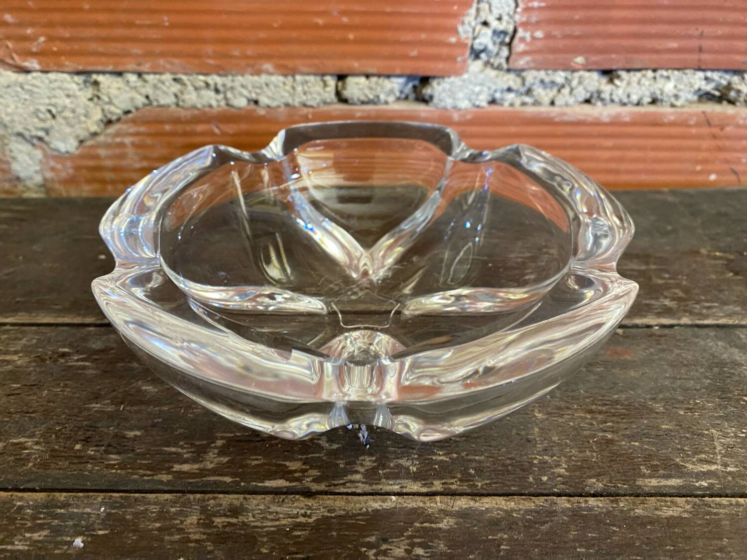 Vintage DAUM Crystal Petal Shaped Ashtray Pocket Video #D8