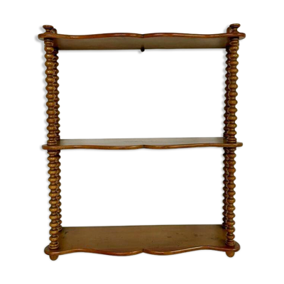 Étagère murale vintage en bois tourné, 3 niveaux
