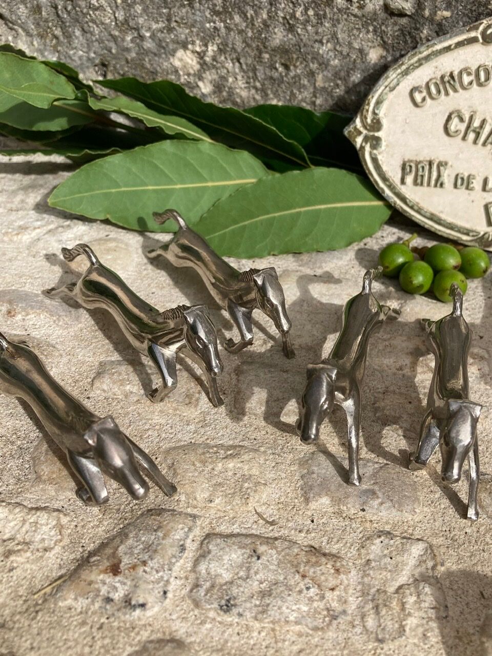 Silver animal knife holder "horses"