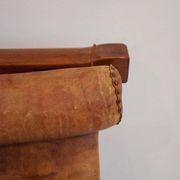 20th-century leather and Brazilian hardwood sofa, Brown