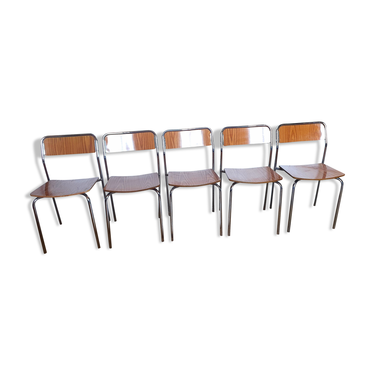5 Marbled brown formica chairs