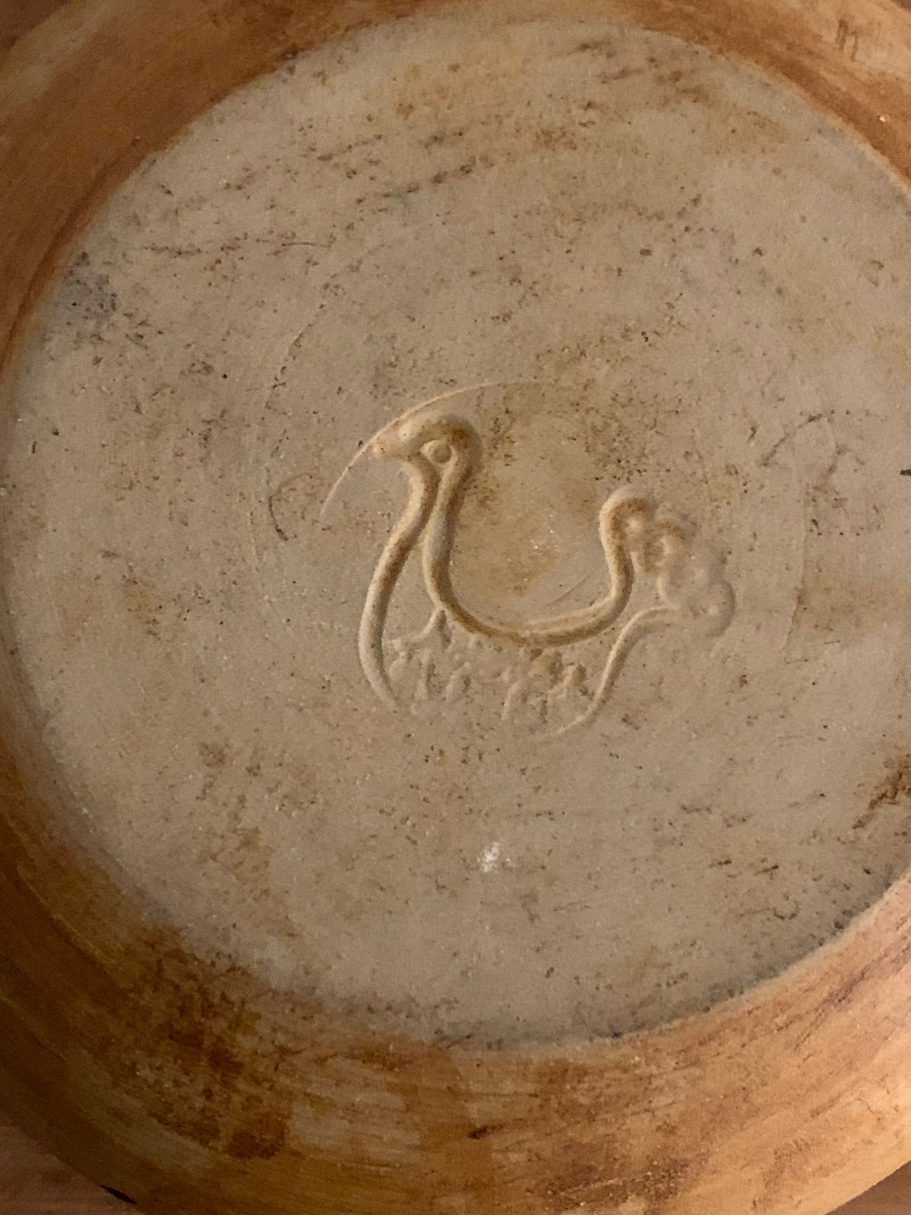 Enamelled sandstone bowl tachist Pottery of the Dove