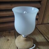 Bedside lamp base reconstituted stone tulip original white glass