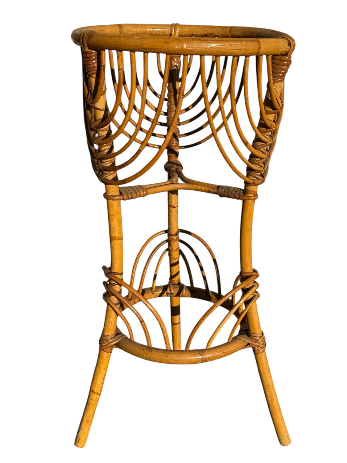 1960s rattan flower holder from France