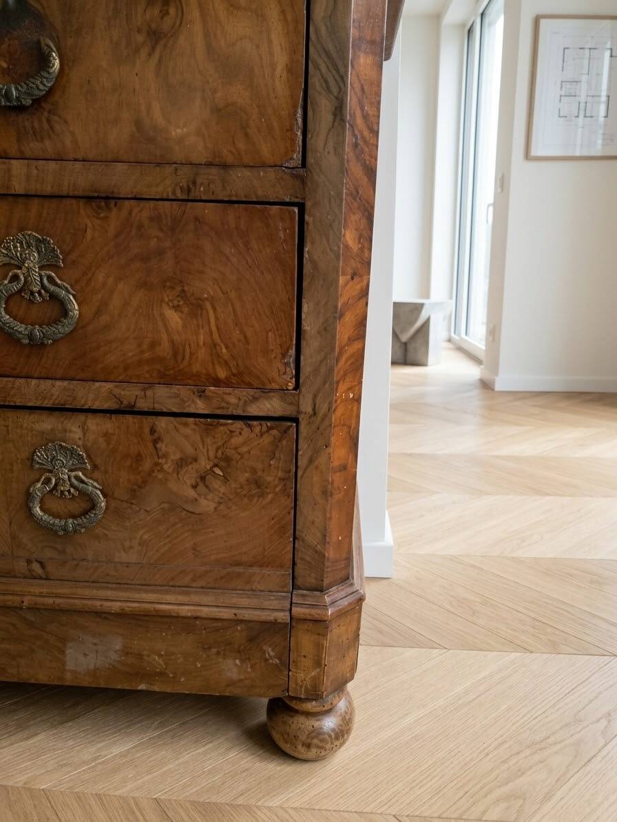 Louis-Philippe secretary chest of drawers with marble top