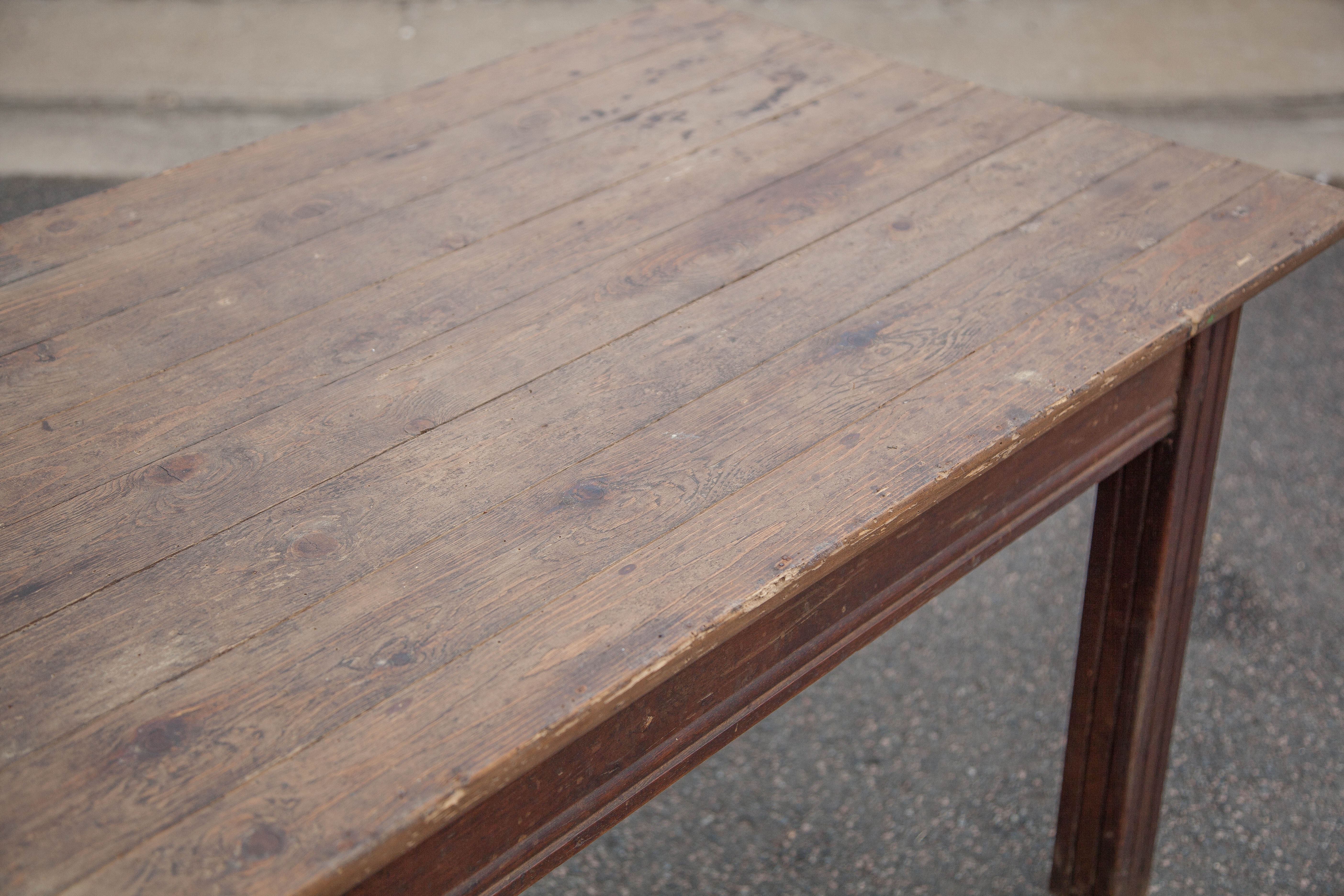 Antique farmhouse table, antique wood dining table, large table with 1 drawer