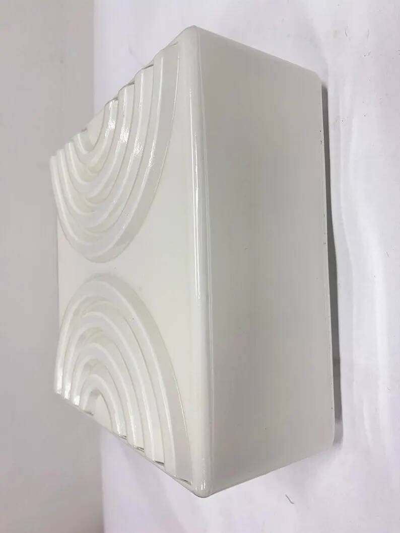 Mid-Century Milk Glass Flush Mount or Wall Light, Czechoslovakia, 1970s