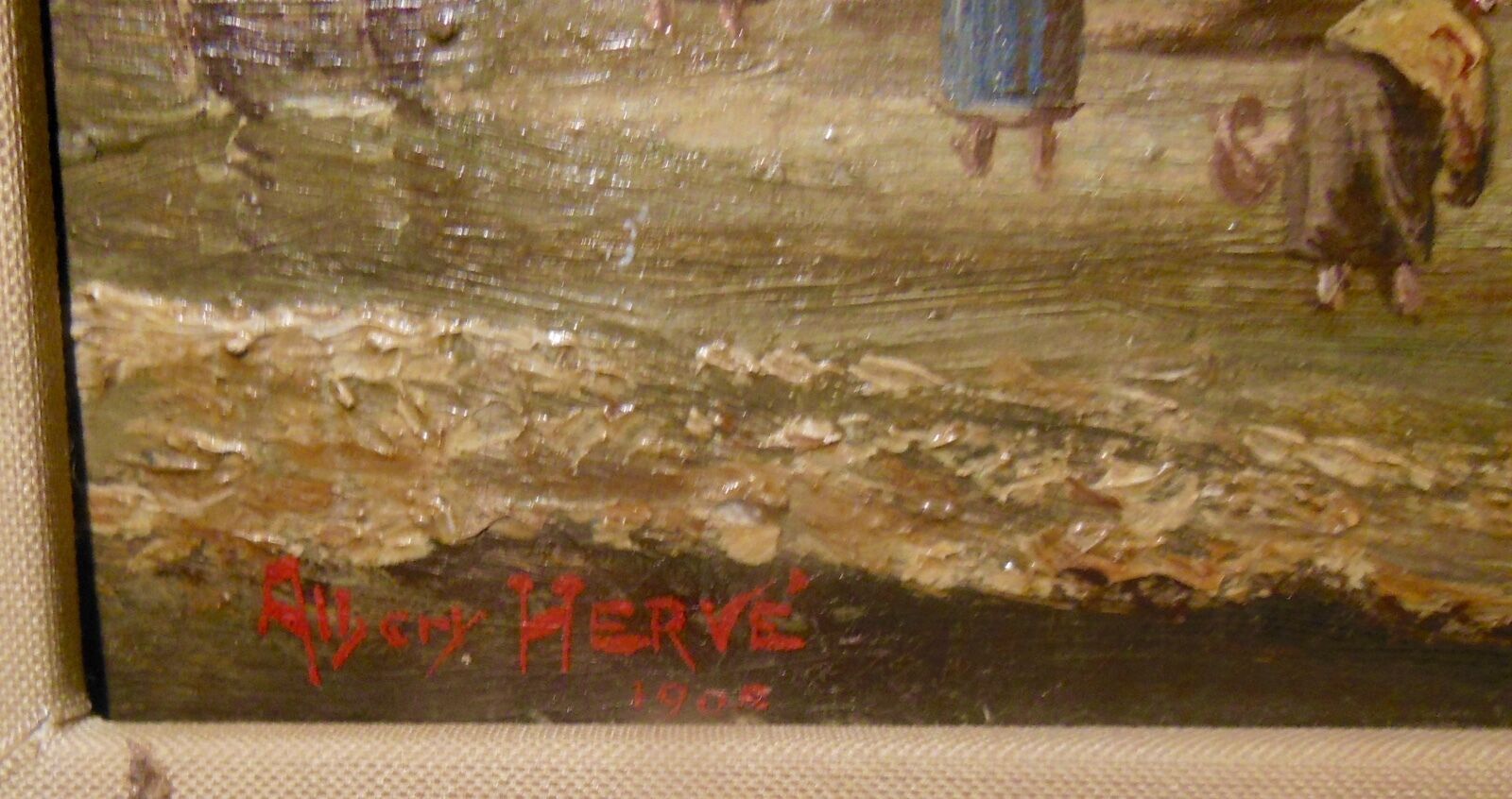 Marine oil on marouflée canvas breton school A. Hervé