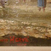Marine oil on marouflée canvas breton school A. Hervé