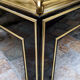 Table basse 1980 laquée noire laiton doré et verre 140cm