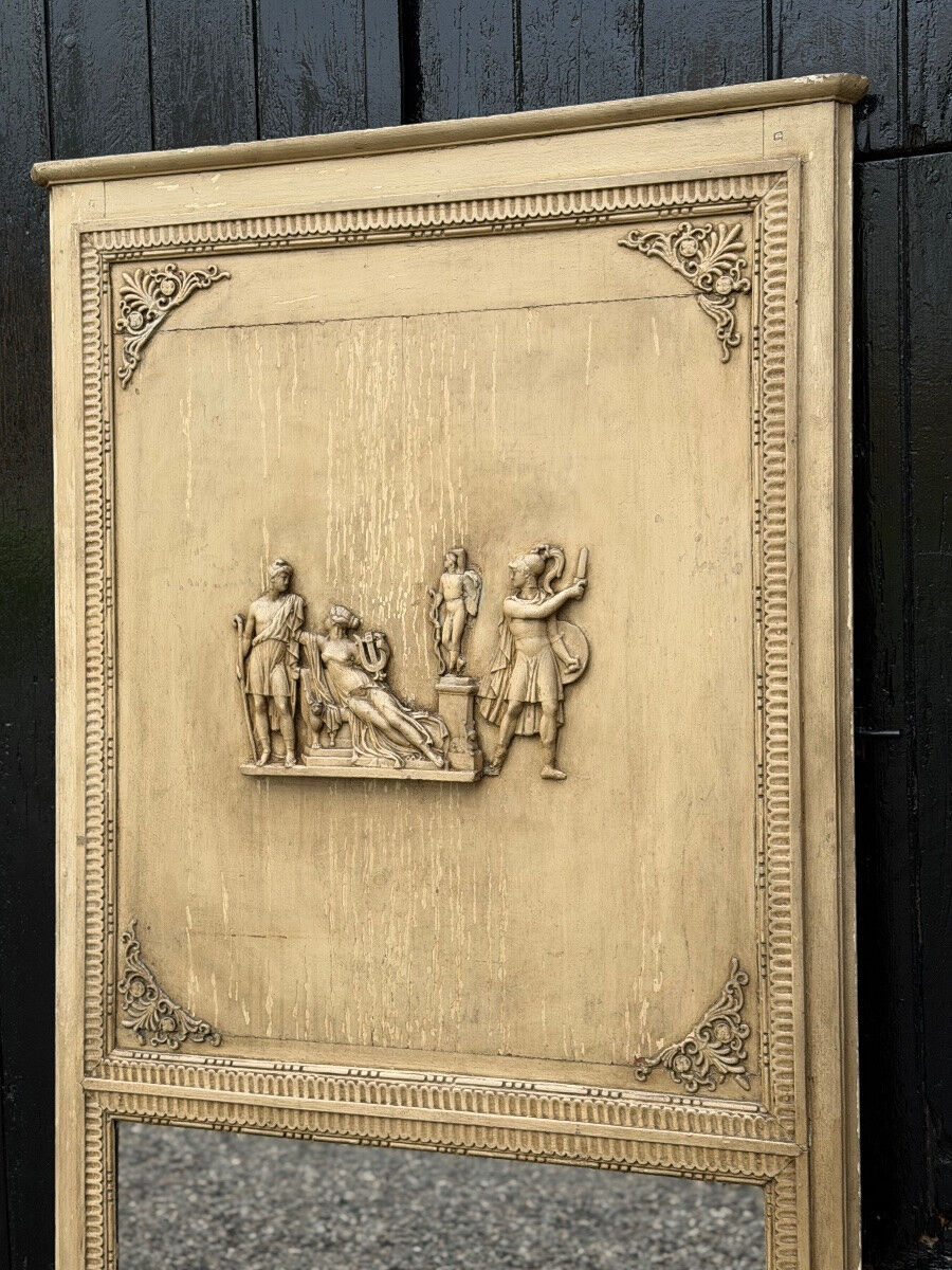 Directoire mirror or overmantel, stuccoed and painted wood, early 19th century.