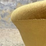 Pair of vintage toad armchairs in golden yellow velvet