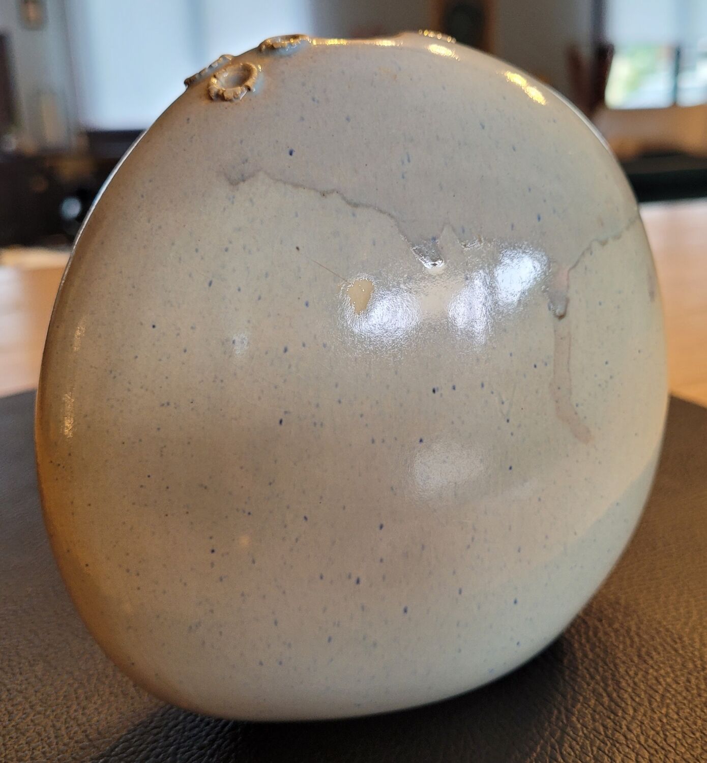 Celadon ceramic soliflore vase signed