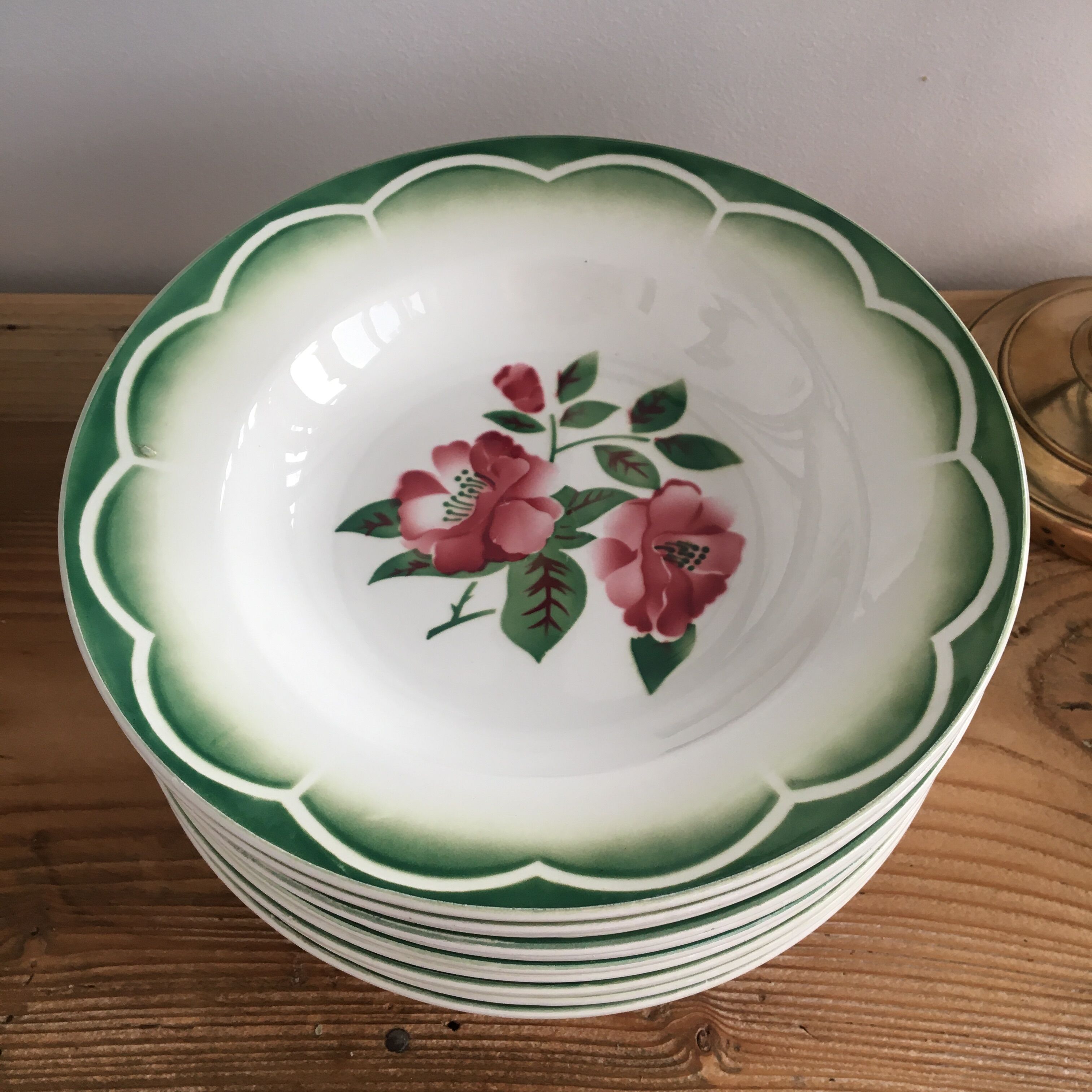 Set of 10 hollow plates "Mireille" Digoin Sarreguemines