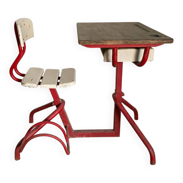 Bureau enfant acier et bois 1950