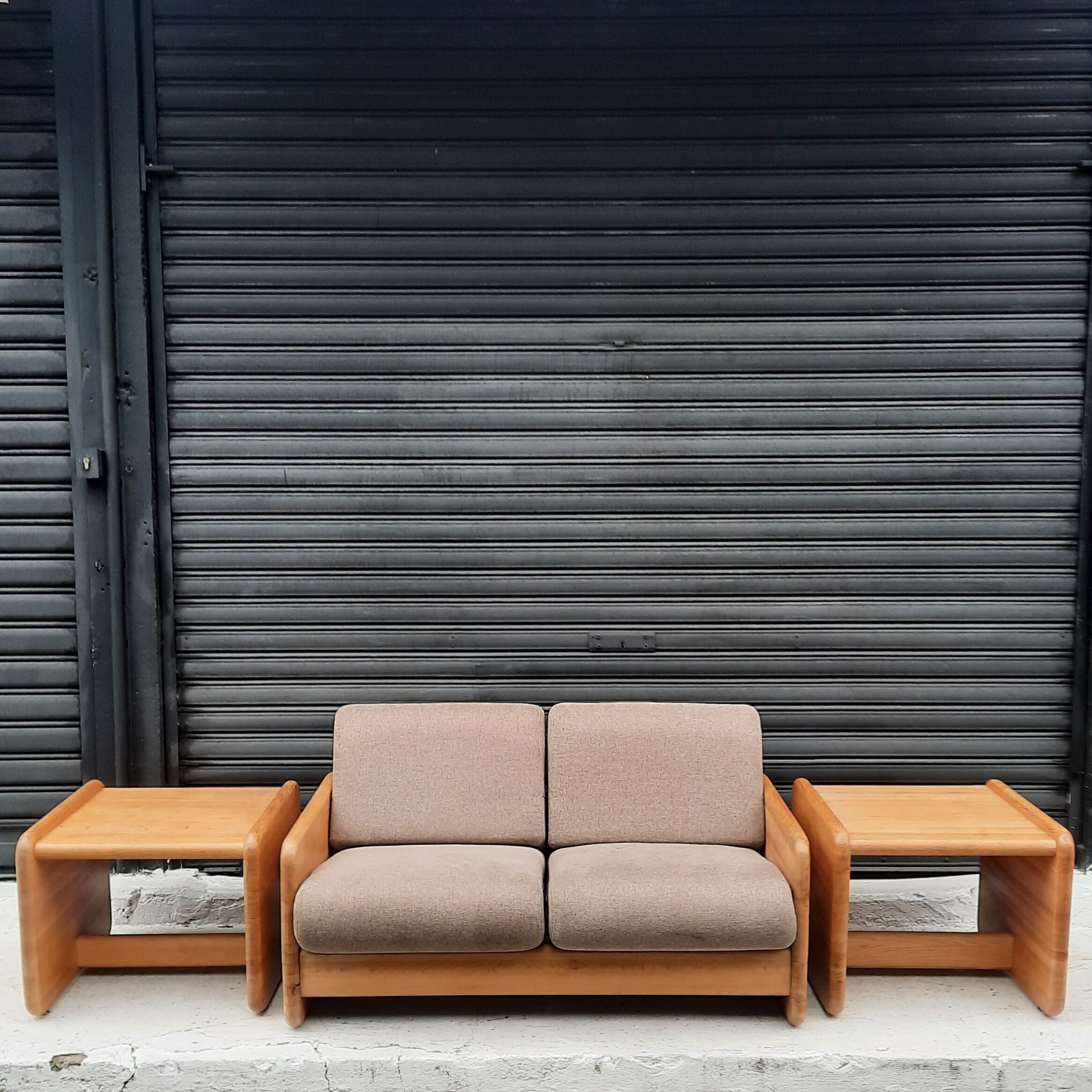 Sofa 2 places blond oak USA 1980