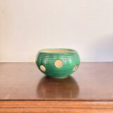 Vintage Burned Perfume Lantern Vallauris Art Deco Green Blue Wicker