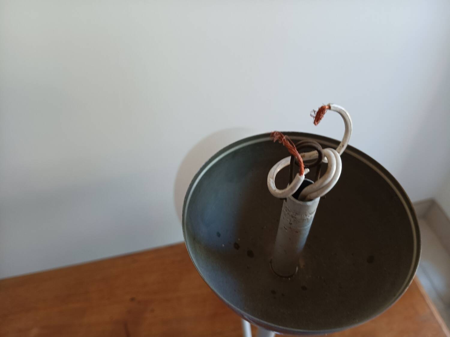 White ball and metal chandelier