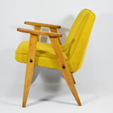 Fauteuil original type 366 designer J. Chierowski tissu jaune années 1960