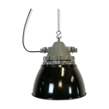Dark grey explosion proof lamp with black enameled shade, 1970s