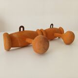 Small vintage wall-mounted coat rack with chinoiserie design