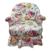 Fauteuil crapaud Napoléon III tissu fleuri